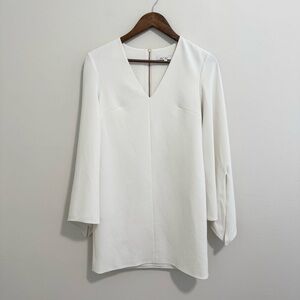 Tibi White V-Neck Mini Dress